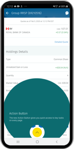 Example Phone screenshot showing where the Action Button is