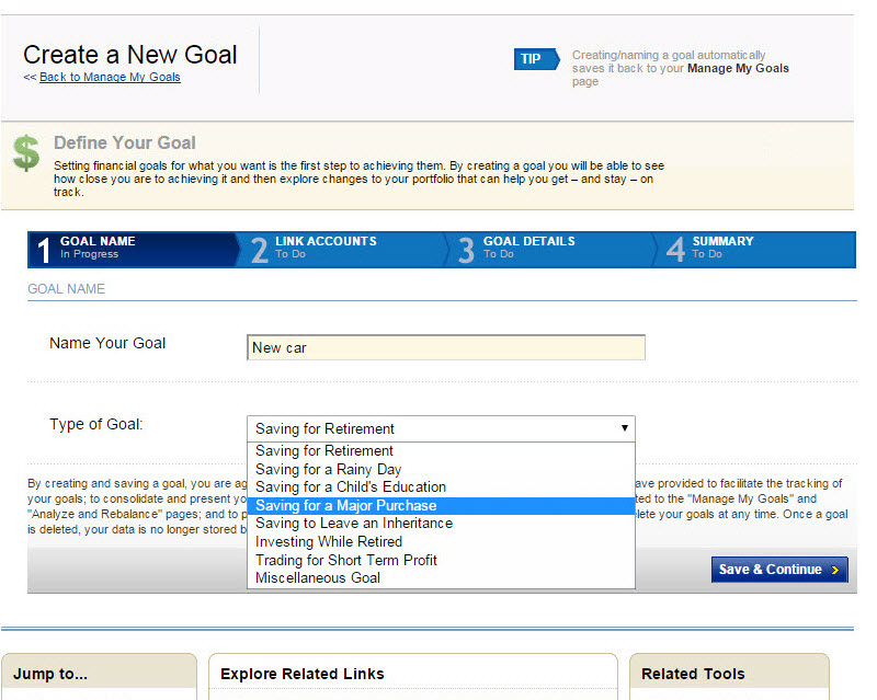 Thumbnail image: Sample Image of Goal Setting Tool