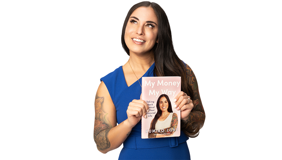 Author Kumiko Love holds a copy of her book, My Money, My Way.