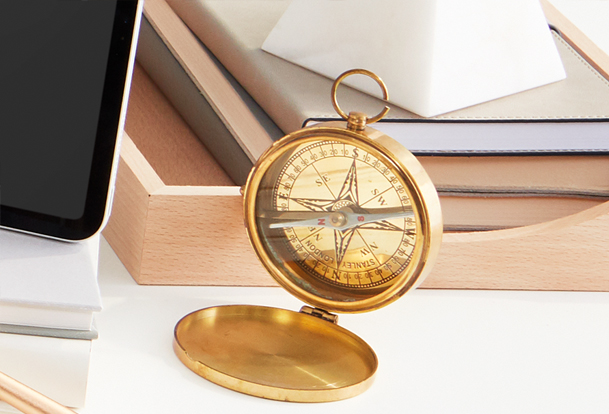 An illustration of someone on their laptop in a library.