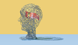 Wire head with a 50 dollar bill inside it.