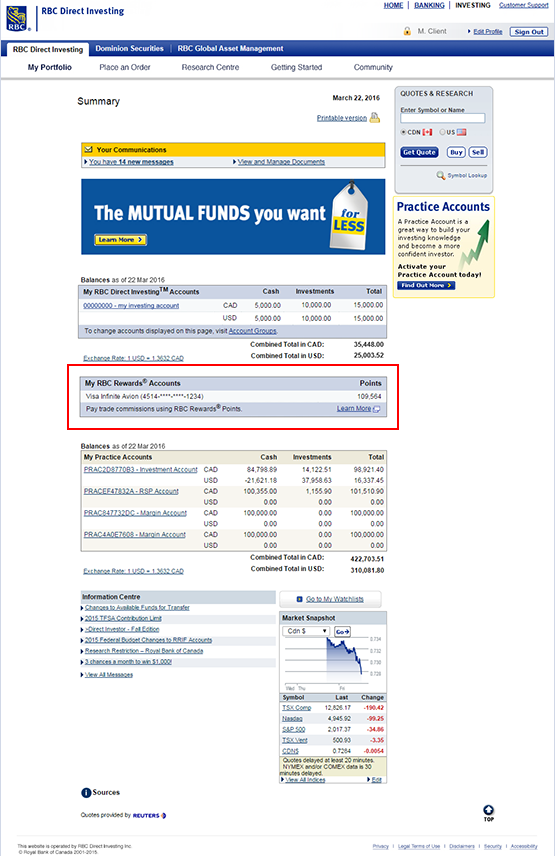 rbc direct investing options