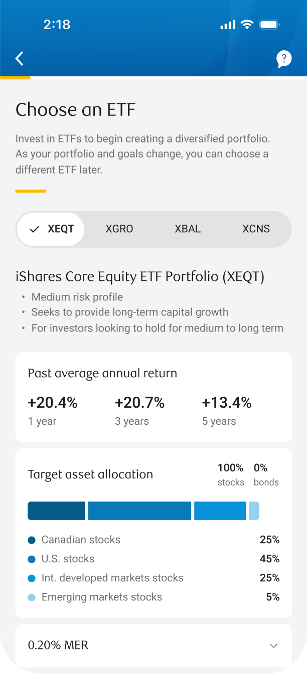 choose an etf screenshot